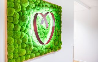 Zentrum für Kardiologie - kreative Variation des Logos auf einer Mooswand
